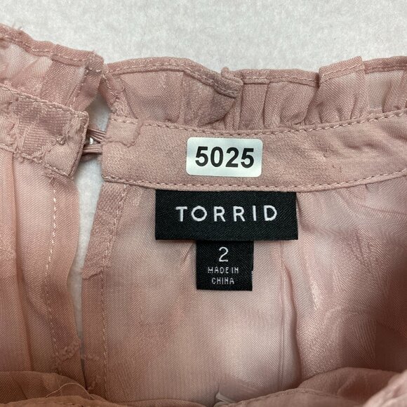 Torrid Puff Blouse Women's 2X Chiffon Clip Floral Bubble Hem Top $59 NWT - Picture 2 of 8